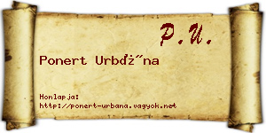 Ponert Urbána névjegykártya
